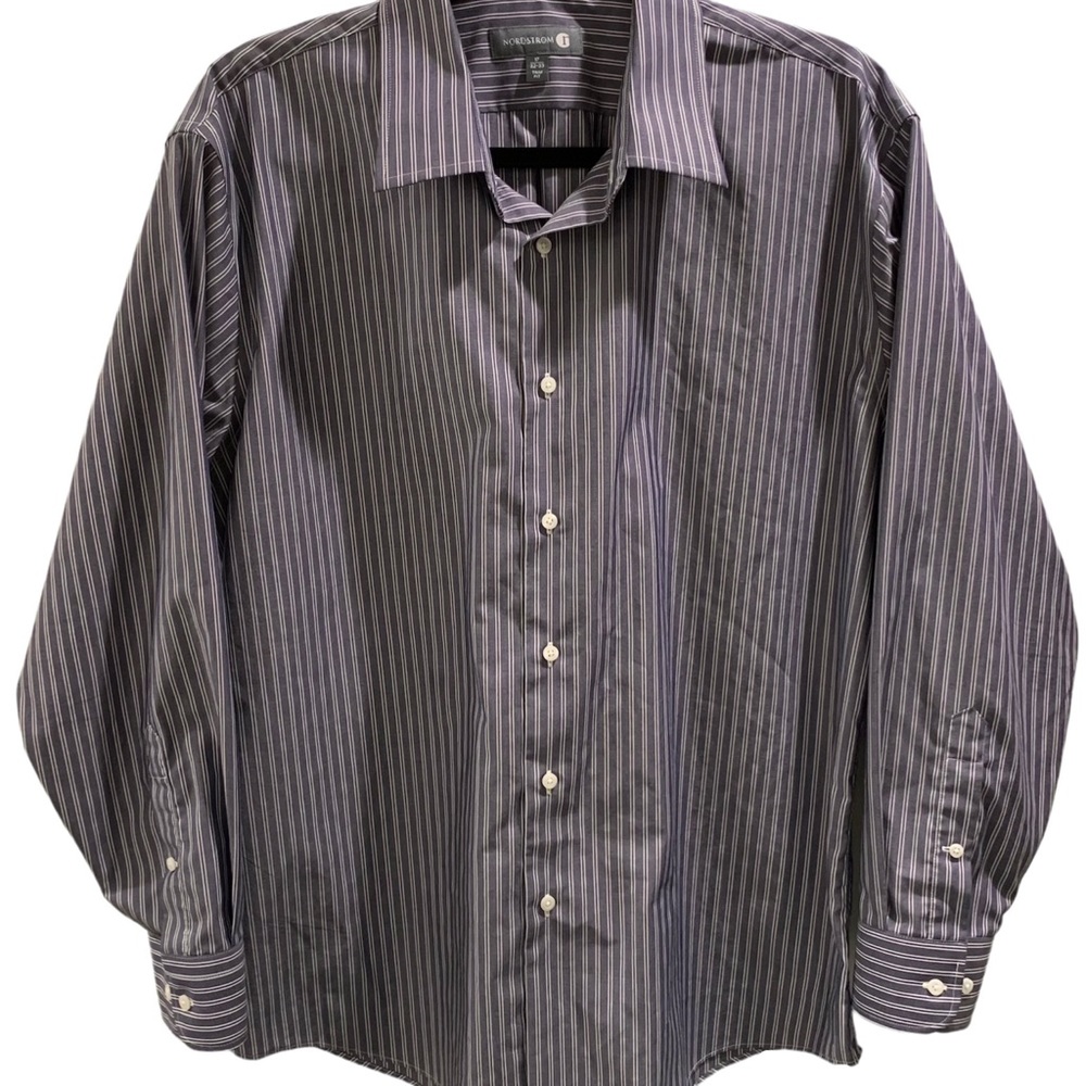 Men’s Nordstrom Stripe Trim Fit Button Down Shirt Size 17/32-33